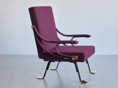 Ignazio Gardella Ignazio Gardella Digamma Armchair in Purple Dedar Fabric and Brass - 3355846