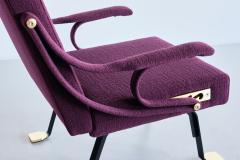 Ignazio Gardella Ignazio Gardella Digamma Armchair in Purple Dedar Fabric and Brass - 3355850