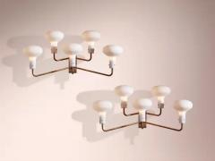 Ignazio Gardella Ignazio Gardella pair of Lp12 brass and glass wall lights for Azucena Italy 1959 - 3476420