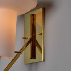 Ignazio Gardella Pair of 1970s Sculptural Glass and Brass Sconces Attributed to Ignazio Gardella - 4543768