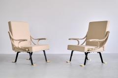 Ignazio Gardella Pair of Ignazia Gardella Digamma Armchairs in Beige Loro Piana Fabric 2023 - 3410319