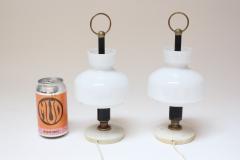 Ignazio Gardella Petite Vintage Italian Brass and Marble Bedside Lamps After Ignazio Gardella - 3270560