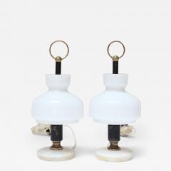Ignazio Gardella Petite Vintage Italian Brass and Marble Bedside Lamps After Ignazio Gardella - 3272448