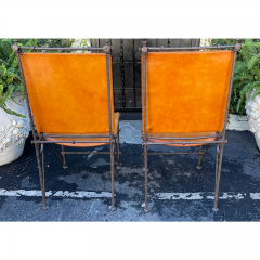 Ilana Goor Ilana Goor Modern Wrought Iron Rebar Saddle Leather Seat Back Side Chairs - 2854526