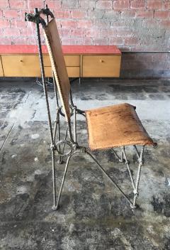 Ilana Goor Iron Leather Brutalist Dining Chair Attributed to Ilana Goor - 1930300