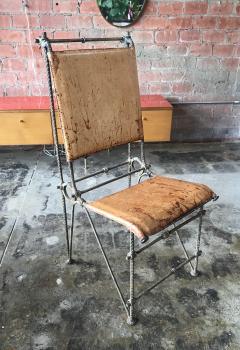 Ilana Goor Iron Leather Brutalist Dining Chair Attributed to Ilana Goor - 1930302