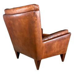 Illum Wikkels 1960s Illum Wikkelso Model V11 leather lounge chair ottoman - 4304757
