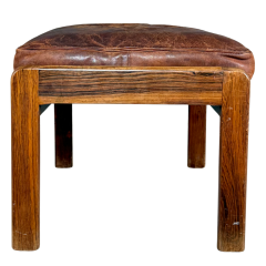 Illum Wikkels 1960s Illum Wikkelso Model V11 leather lounge chair ottoman - 4304761
