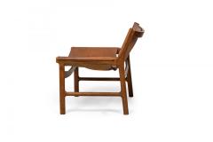 Illum Wikkels Danish Mid Century Caramel Leather and Oak Sling Design Lounge Ch - 4653062