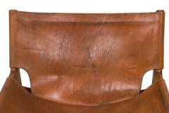 Illum Wikkels Danish Mid Century Caramel Leather and Oak Sling Design Lounge Ch - 4653066