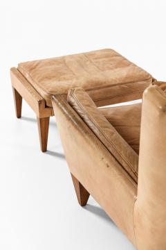 Illum Wikkels Easy Chair in Leather and Rosewood with Stool by Illum Wikkels 1960s - 4507718