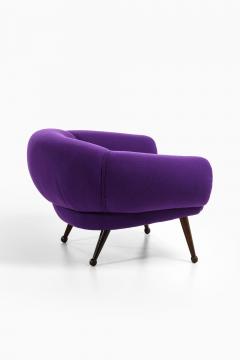 Illum Wikkels Easy Chair in Rosewood with Upholstered Kvadrat Fabric by Illum Wikkels 1950s - 4467638
