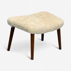 Illum Wikkels Illum Wikkels Danish Mid Century Modern Stool Sheepskin Rosewood 1950s - 3968456