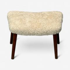 Illum Wikkels Illum Wikkels Danish Mid Century Modern Stool Sheepskin Rosewood 1950s - 3968457