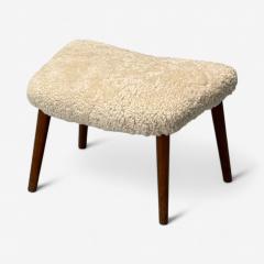 Illum Wikkels Illum Wikkels Danish Mid Century Modern Stool Sheepskin Rosewood 1950s - 3968458