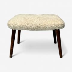 Illum Wikkels Illum Wikkels Danish Mid Century Modern Stool Sheepskin Rosewood 1950s - 3968460