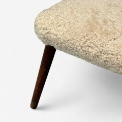 Illum Wikkels Illum Wikkels Danish Mid Century Modern Stool Sheepskin Rosewood 1950s - 3968461