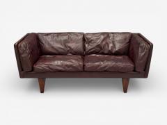 Illum Wikkels Illum Wikkels Settee Brown Leather Rosewood Denmark 1960s - 4448283