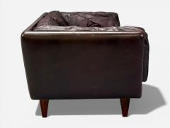 Illum Wikkels Illum Wikkels Settee Brown Leather Rosewood Denmark 1960s - 4448289