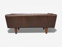 Illum Wikkels Illum Wikkels Settee Brown Leather Rosewood Denmark 1960s - 4448290