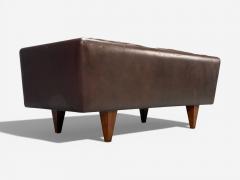 Illum Wikkels Illum Wikkels Settee Brown Leather Rosewood Denmark 1960s - 4448291