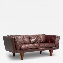 Illum Wikkels Illum Wikkels Settee Brown Leather Rosewood Denmark 1960s - 4448405
