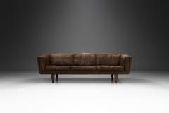 Illum Wikkels Illum Wikkels V11 Brown Leather Sofa for Holger Christiansen Denmark 1960s - 3118606
