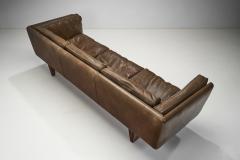 Illum Wikkels Illum Wikkels V11 Brown Leather Sofa for Holger Christiansen Denmark 1960s - 3118632