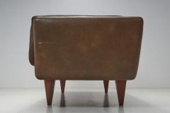 Illum Wikkels Illum Wikkels V11 Brown Leather Sofa for Holger Christiansen Denmark 1960s - 3118656