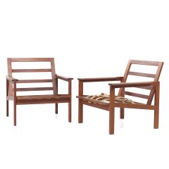 Illum Wikkels Illum Wikkels for Niels Eilersen Capella Model 4 MCM Teak Lounge Chairs Pair - 3823473