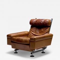 Illum Wikkels Leather Lounge Chair by Illum Wikkelso for Ryesberg Denmark c 1960 - 4493844