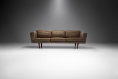 Illum Wikkels Model V11 Three Seater Leather Sofa by Illum Wikkels Denmark 1960s - 1792333