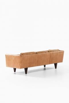 Illum Wikkels Sofa in Leather and Rosewood by Illum Wikkels 1960s - 4486873