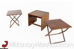 Illum Wikkelso Mid Century Rosewood Folding Snack Table Set - 2569525