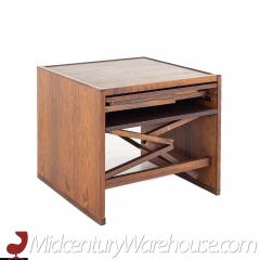 Illum Wikkelso Mid Century Rosewood Folding Snack Table Set - 2569526