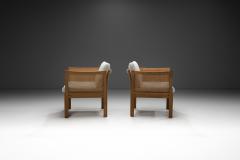 Illum Wikkelso Pair of Plexus Oak and Cane Easy Chairs by Illum Wikkels Denmark circa 1970s - 3905652