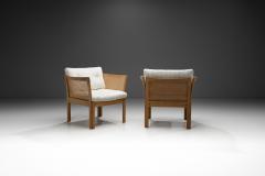 Illum Wikkelso Pair of Plexus Oak and Cane Easy Chairs by Illum Wikkels Denmark circa 1970s - 3905653