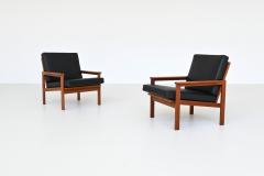 Illum Wikkelso lllum Wikkelso Capella lounge chairs in teak Niels Eilersen Denmark 1960 - 3797971