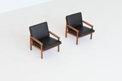 Illum Wikkelso lllum Wikkelso Capella lounge chairs in teak Niels Eilersen Denmark 1960 - 3797977