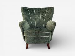 Ilmari Lappalainen Ilmari Lappalainen Lounge Chairs Beech Green Fabric Finland 1950s - 4510094