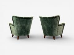 Ilmari Lappalainen Ilmari Lappalainen Lounge Chairs Beech Green Fabric Finland 1950s - 4510100