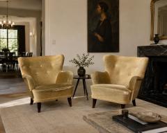 Ilmari Lappalainen Lounge Chairs Beech Velvet Finland 1950s - 4747711