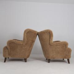 Ilmari Lappalainen Pair Of Ilmari Lappalainen Laila Arm Chairs 238 in Maple Sheepskin Asko 1940s - 4616243