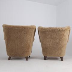 Ilmari Lappalainen Pair Of Ilmari Lappalainen Laila Arm Chairs 238 in Maple Sheepskin Asko 1940s - 4616246