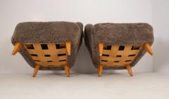 Ilmari Lappalainen Pair Of Ilmari Lappalainen Laila Armchairs Model 238 in Sheepskin Asko 1940s - 4597296
