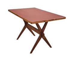 Ilmari Tapiovaara Ilmari Tapiovaara Easily Dismantable X leg Redish Linoleum Table 1940s - 4211087
