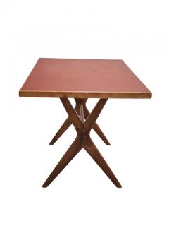 Ilmari Tapiovaara Ilmari Tapiovaara Easily Dismantable X leg Redish Linoleum Table 1940s - 4211089