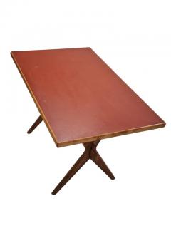 Ilmari Tapiovaara Ilmari Tapiovaara Easily Dismantable X leg Redish Linoleum Table 1940s - 4211091