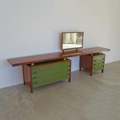 Ilmari Tapiovaara Ilmari Tapiovaara Vanity in Wood and Green Lacquer Italy 1960s - 2960069