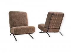 Ilmari Tapiovaara Pair of Commissioned Ilmari Tapiovaara Lounge Chairs Sheepskin Merivaara 1950s - 4183863